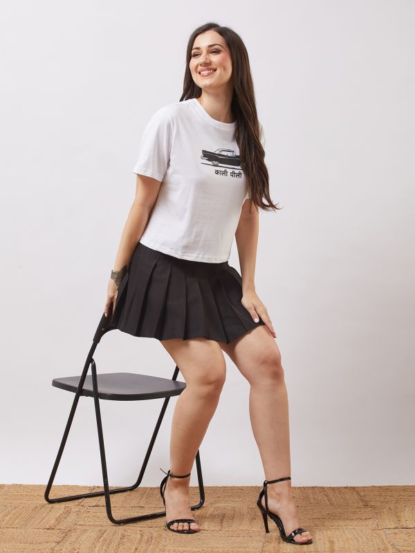 Globus Women White Round Neck Short Sleeves Graphic Print Oversized T-Shirt