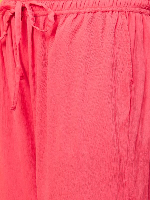 Globus Women Pink Solid Co-Ord With Shirt & Palazzo
