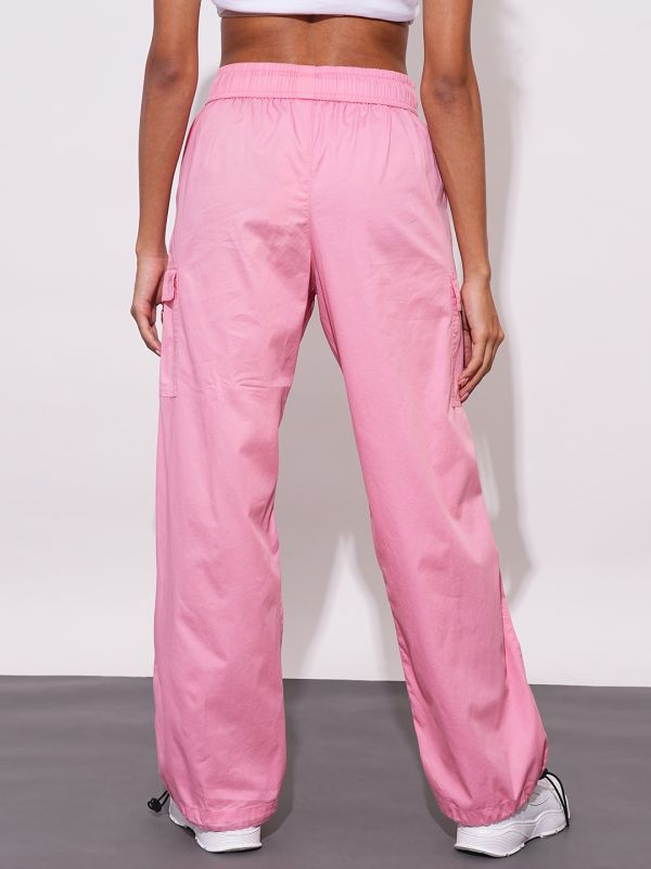 Globus Women Apricot Blush Mid-Rise Elasticated Drawstring Waist Cargo Joggers