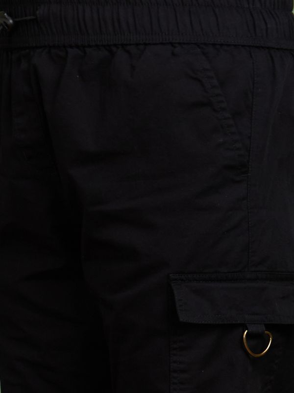 Globus Women Black Solid Cotton Straight Fit Casual Cargo Trousers
