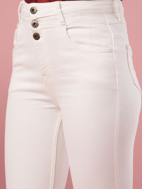 Globus Women White High Rise Skinny Fit Jeans