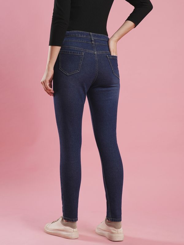 Globus Women Med Blue High Rise Skinny Fit Denim Jeans