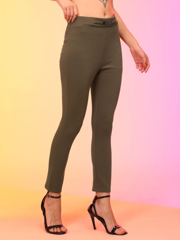 Globus Women Mud Brown Skinny Fit Treggings