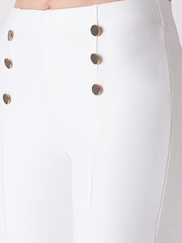 Globus Women White Stretchable Mid Rise Skinny Fit Workwear Treggings