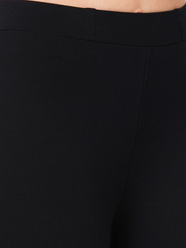 Globus Women Black Stretchable Mid-Rise Woven Skinny Fit Workwear Treggings