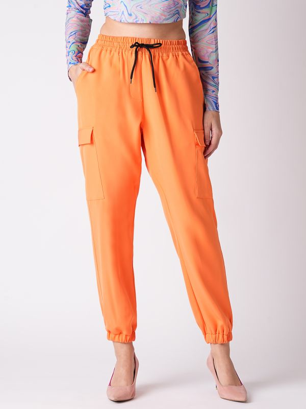 Globus Women Neon Orange Loose Fit Jogger
