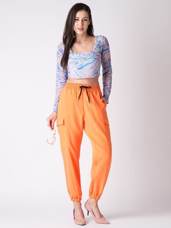 Globus Women Neon Orange Loose Fit Jogger