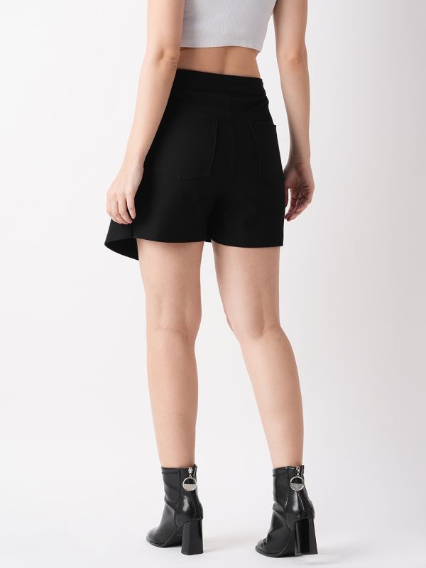 Globus Women Black Regular Fit Mid-Rise Skort